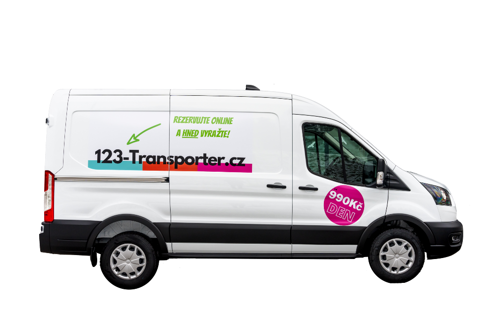 Sivá dodávka. Perspektíva zozadu vľavo